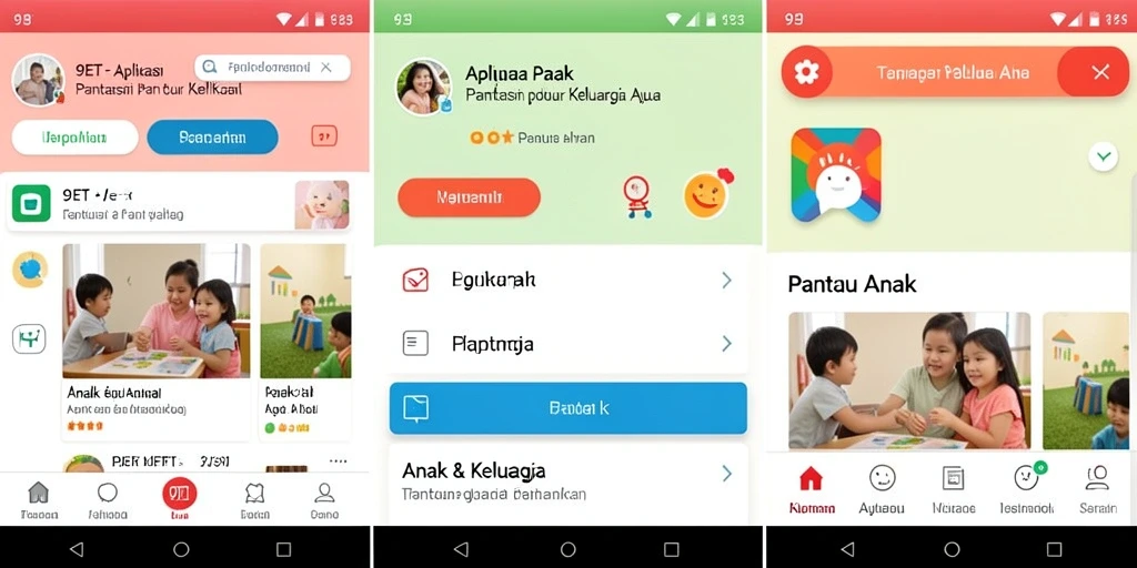 Antarmuka utama aplikasi 9ET yang memudahkan pemantauan anak.