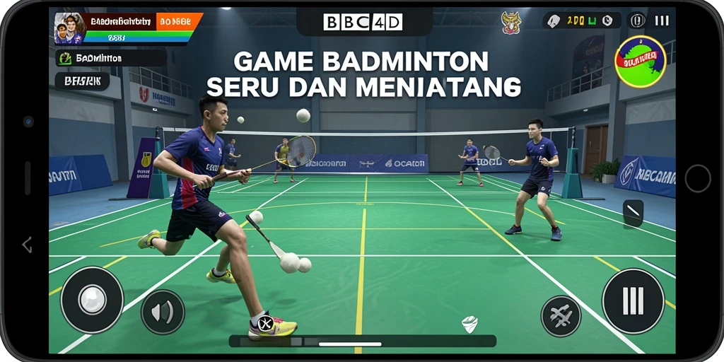 Antarmuka game Badminton yang menarik dan interaktif.