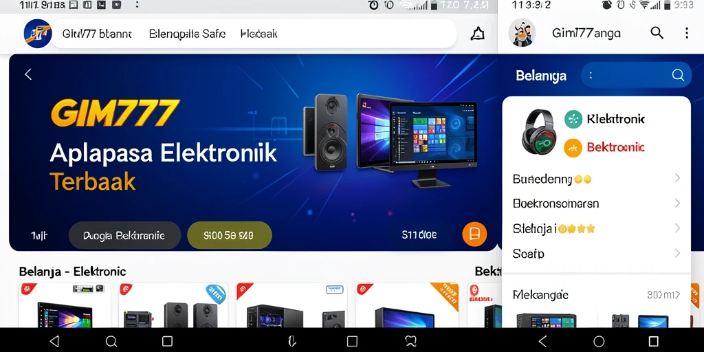 Tampilan antarmuka utama GIM777 yang menarik untuk berbelanja elektronik.