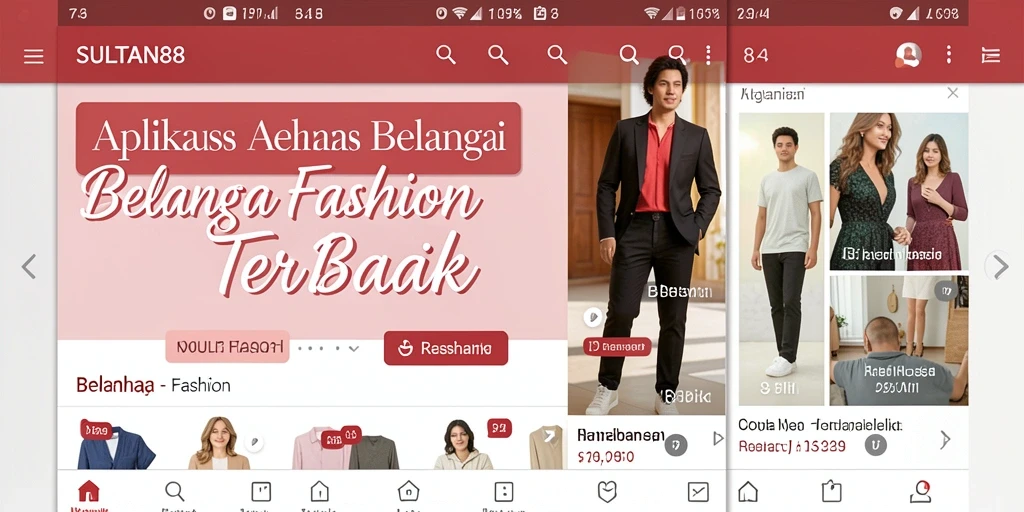 Antarmuka aplikasi SULTAN88 yang menarik dan mudah digunakan untuk berbelanja fashion.