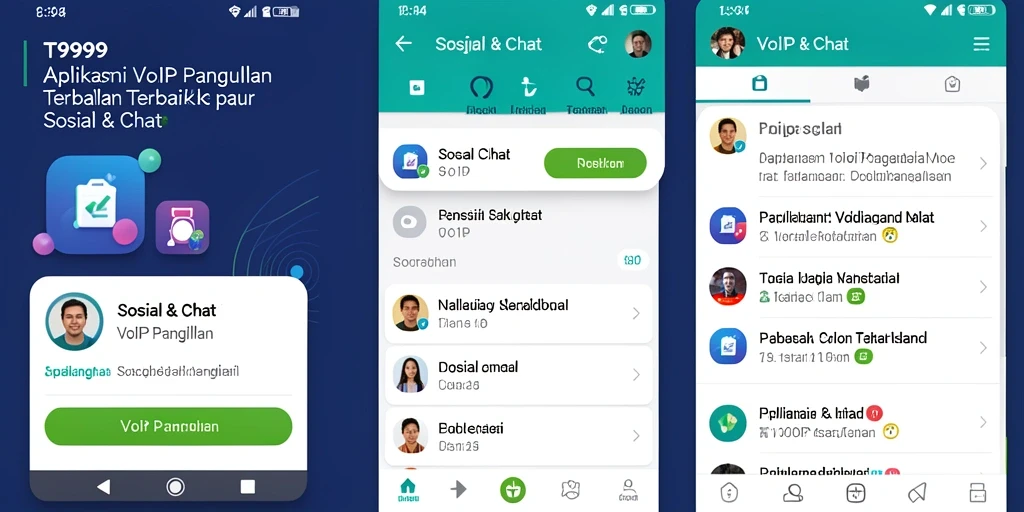Antarmuka aplikasi T9999 untuk VoIP Panggilan yang user-friendly.